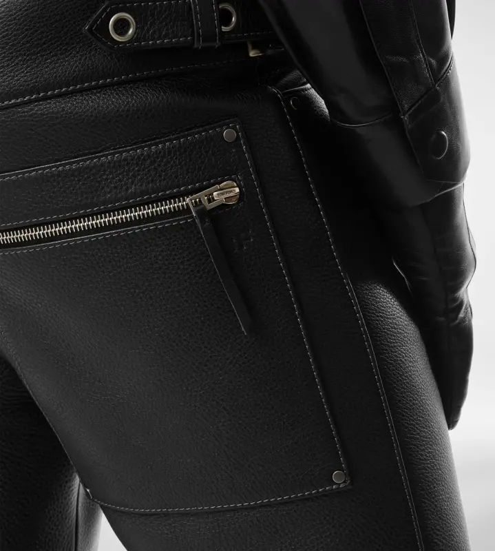 GRAIN LEATHER BIKER PANT BLACK online